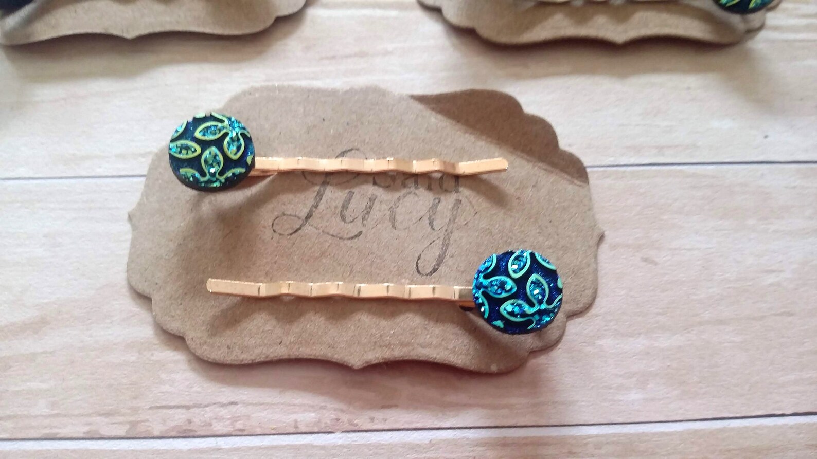 Blue and Gold Hair Clips - wide 3