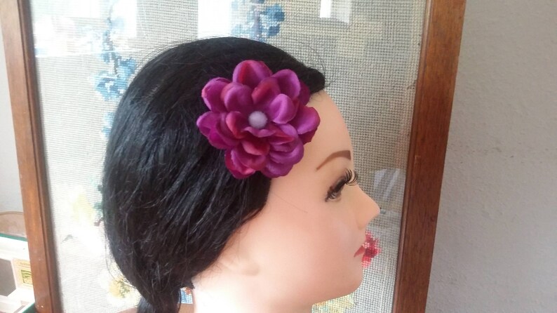 Flower Hair Clip Dark Purple Rockabilly Pin Up Hair Flower Etsy