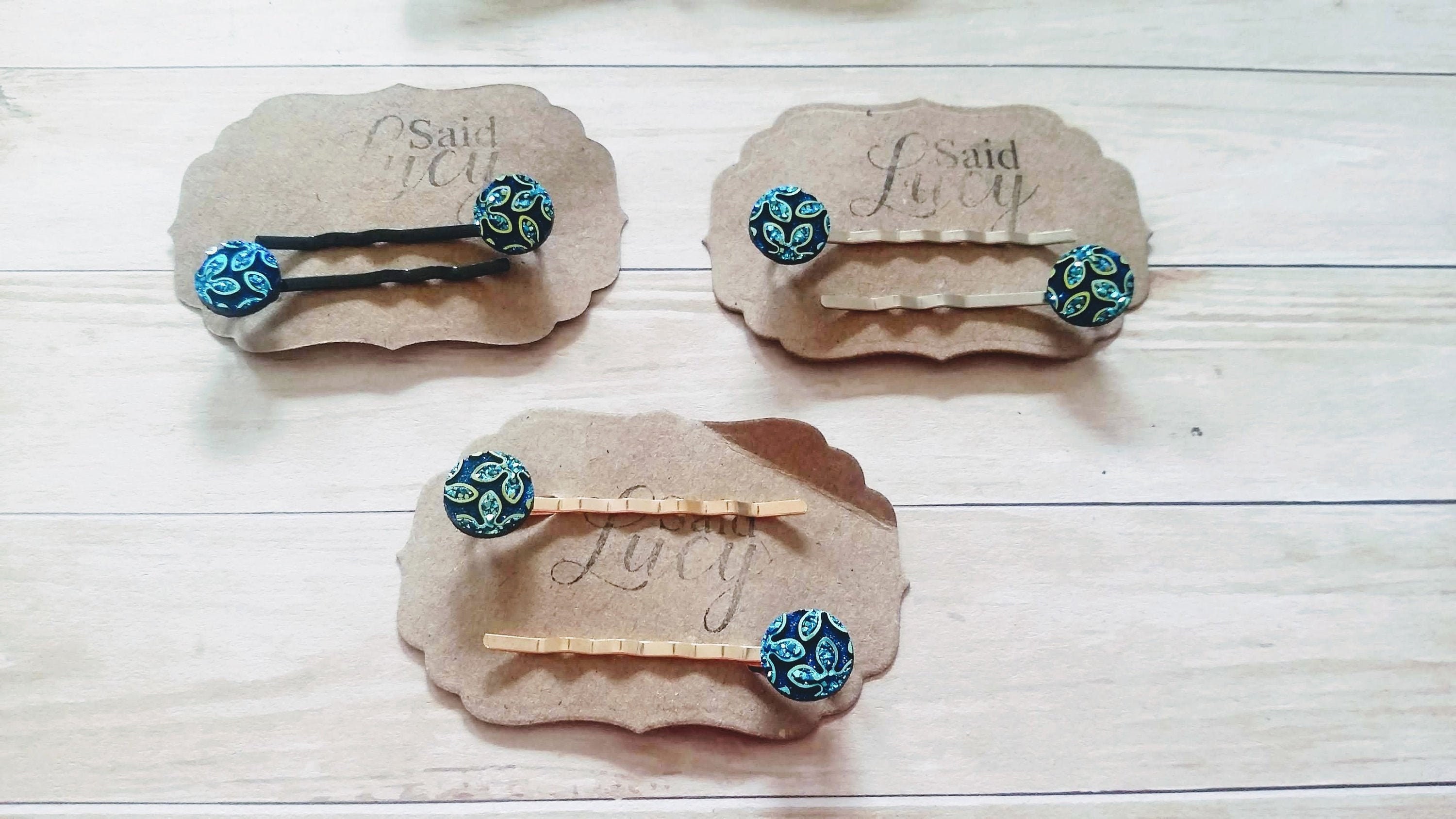 Blue and Gold Hair Clips - wide 6