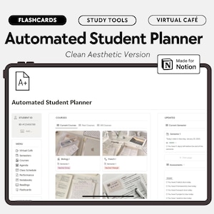Automated Student Planner, Aesthetic Notion template for student, School Notion template, Aesthetic school planner