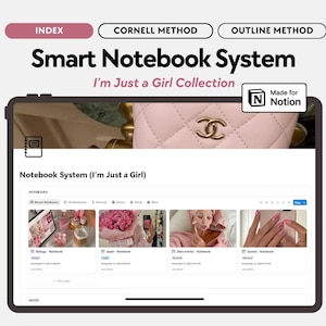Pink Notion Smart Notebook System, Cornell Outline method (Digital Download)