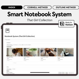 THAT GIRL Notitie notitieboeksysteem, sjabloon Smart Notebook Notion, notities maken met Cornell, Outline Method Notion