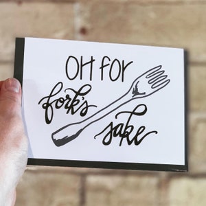 Forks Sake | Origineel handletterontwerp | Aquarel | Punny Vriend Verjaardag | Quarantainekaart