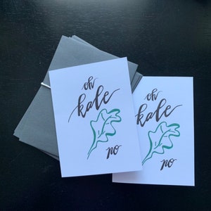 Oh Kale No | Original Hand-drawn Vegetarian Pun Design | Carte d’ami végétalien | Carte d’anniversaire drôle