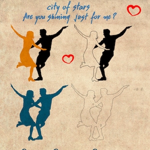 La La Land SVG, La la Clip art, Musical movie,  lovers Clip Art Cricut, Silhouette. Foil and embroidery