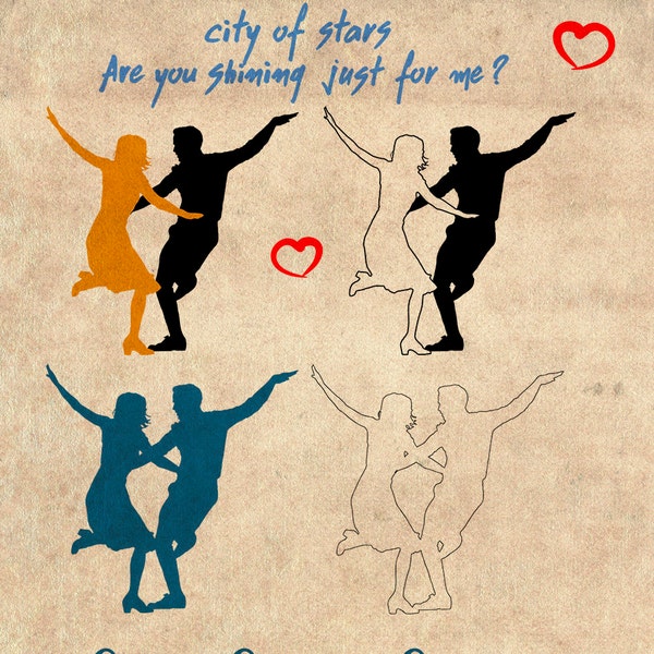 La La Land SVG, La la Clip art, Musical movie,  lovers Clip Art Cricut, Silhouette. Foil and embroidery