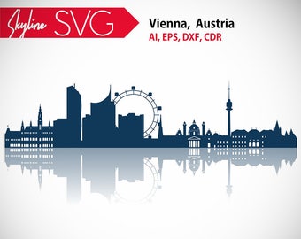 Vienna Vector Skyline, Vienna SVG, Austria city vector, European capitals SVG, silhouette, Svg, Dxf, Eps, Ai, Cdr, Skyline Clipart