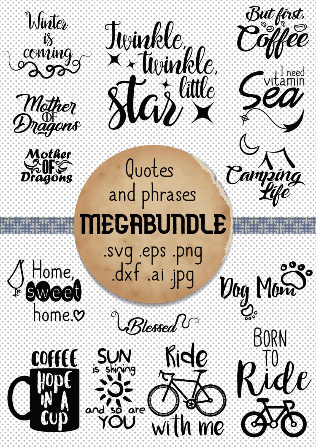 80 OFF Cool Quotes and Phrases SVG Bundle, 12 Modern SVG Cutting Files, Fun Quotes and Sayings