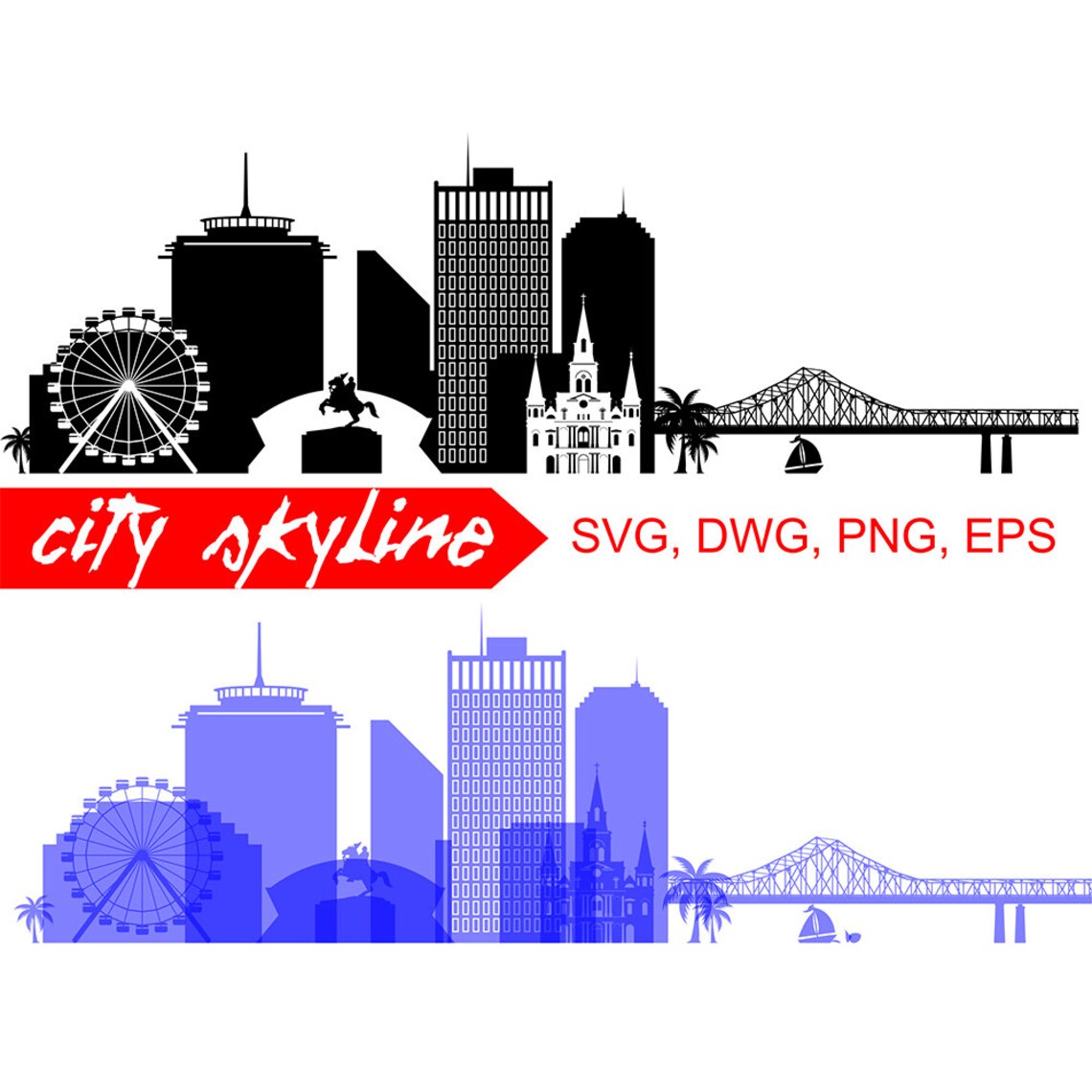 New Orleans SVG New Orleans City Vector Skyline Louisiana - Etsy