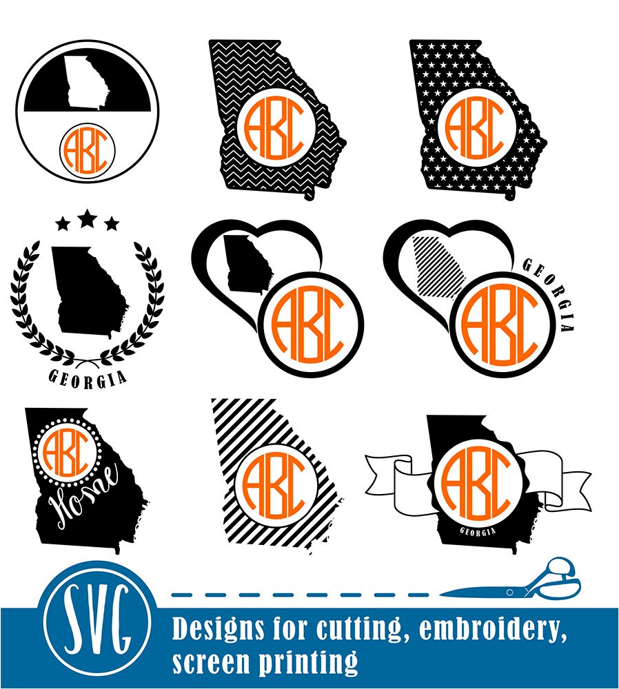 Download Georgia monogram svg State silhouette svg file Vector | Etsy