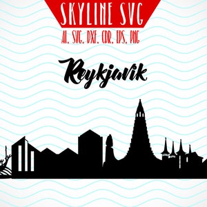 Reykjav'k SVG, Iceland City Vector Skyline, silhouette Reykjavik, Svg, Dxf, Eps, Ai, Cdr, Skyline Cutting Design, Reykjavik clipart