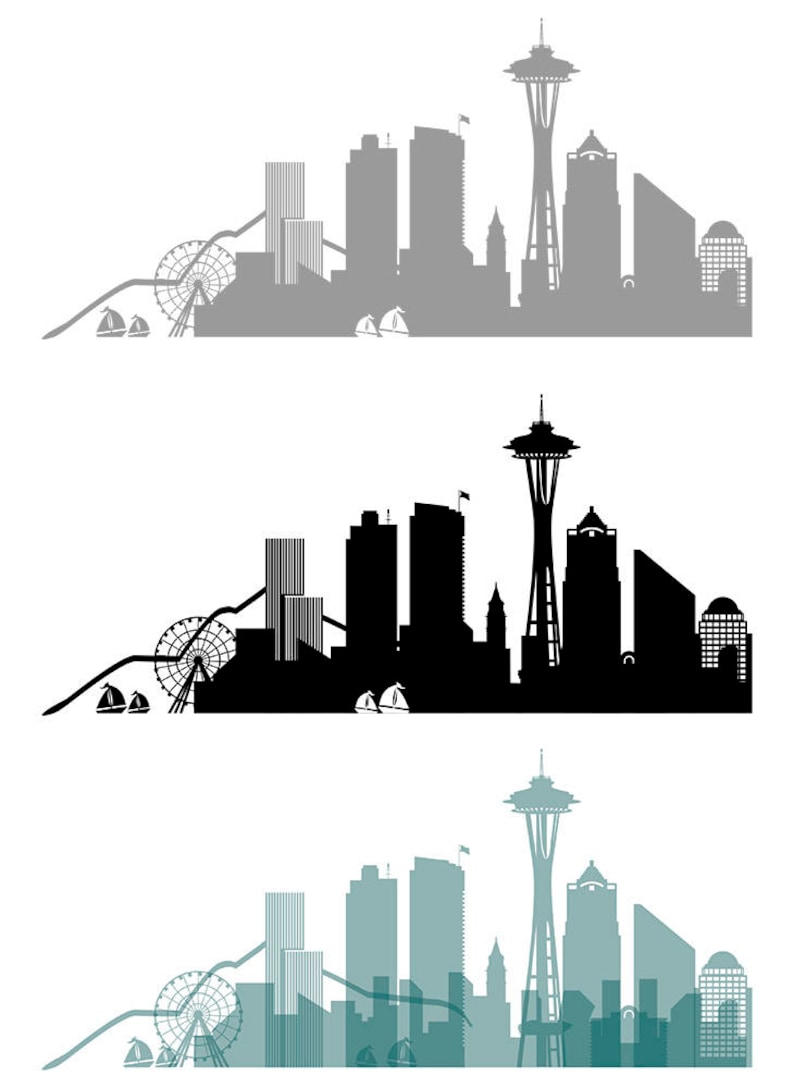 Download Seattle Vector Skyline Seattle SVG silhouette Svg Dxf | Etsy