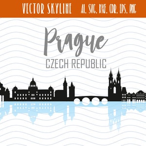 Prague SVG, Czech Republic City Vector Skyline, Prague silhouette, Svg, Dxf, Eps, Ai, Cdr, Cutting Design, European Capitals clip art
