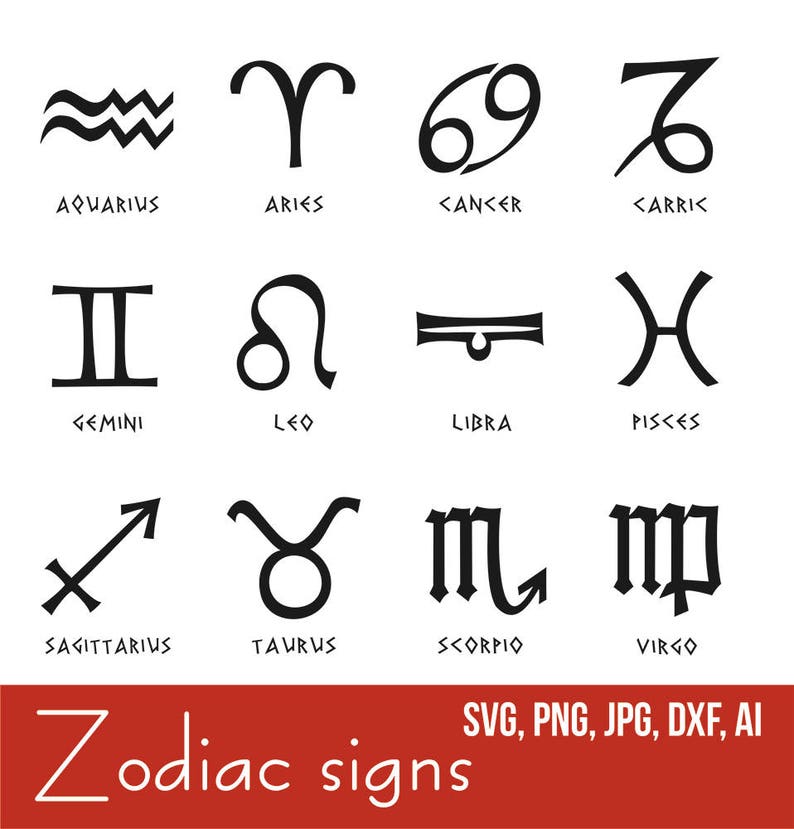 Zodiac Sign Svg Astrology Signs Vector Clip Art. Svg Ai - Etsy