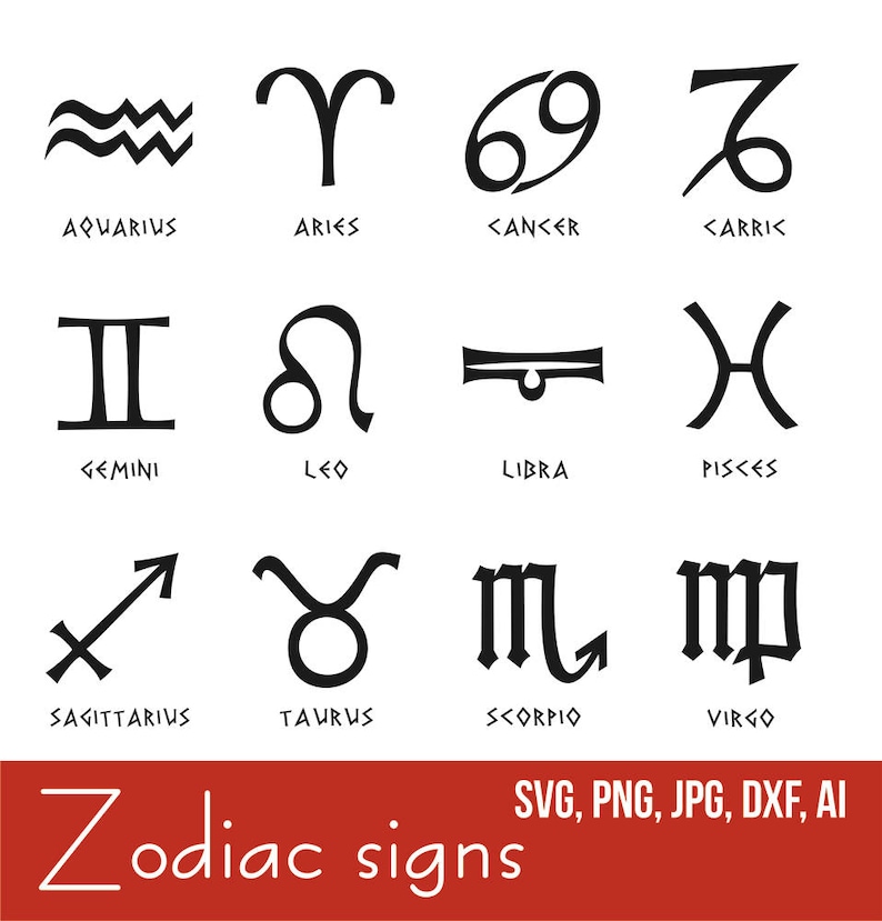 Zodiac Sign Svg Astrology Signs Vector Clip Art. Svg Ai  Etsy
