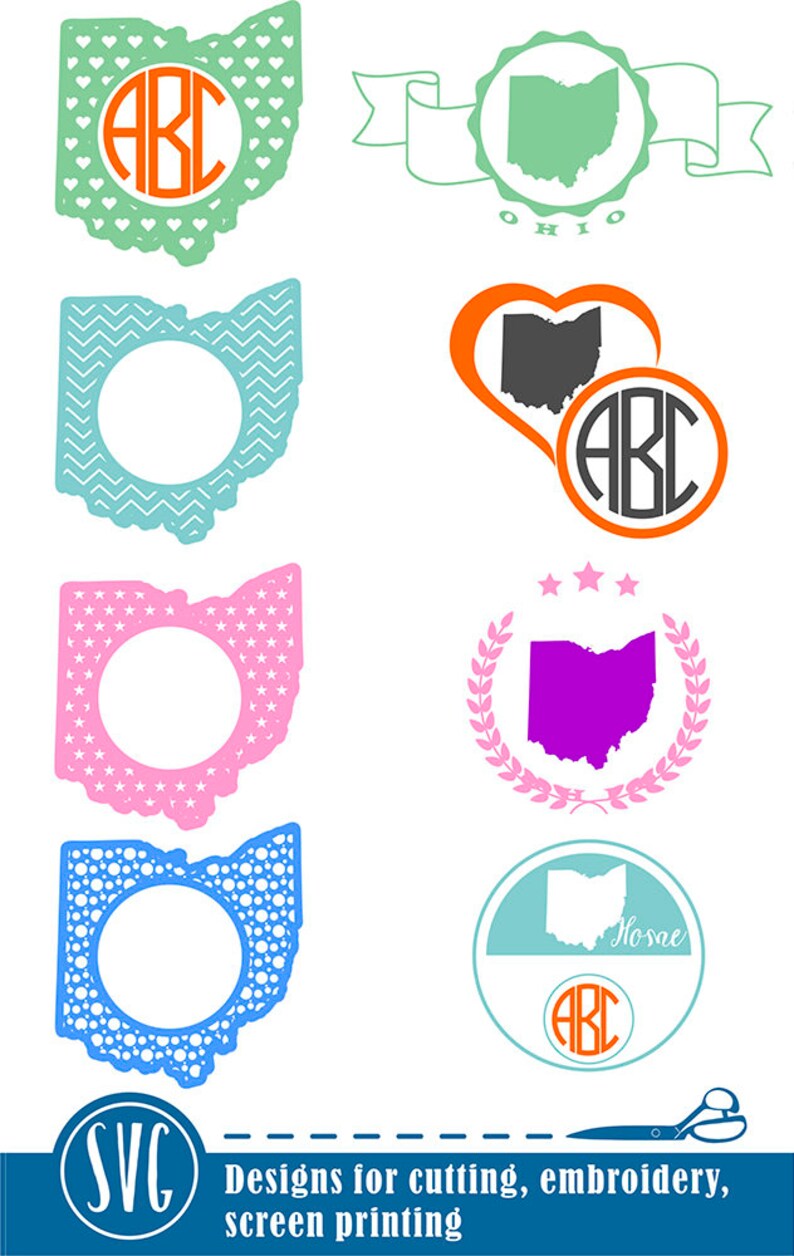 Ohio SVG State Monogram Ohio Monogram Frames Monogram ...