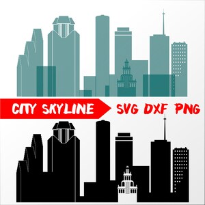 Houston Vector Skyline, Houston SVG, silhouette, Svg, Dxf, Eps, Ai, Cdr files. Design elements,  Silhouette clipart,  Houston clip art