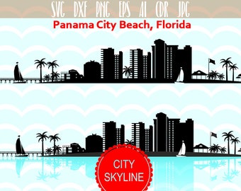Panama City Beach SVG, Florida Vector Skyline, silhouette, Svg, Dxf, Eps, Ai, Cdr, Skyline Clipart Design, Panama City Beach Skyline