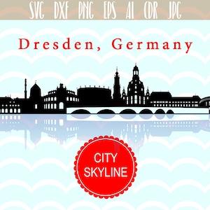 Dresden SVG, City Dresden Vector Skyline, City silhouette, Svg, Dxf, Eps, Ai, Cdr files, Silhouette clipart, Germany clip art, Illustration