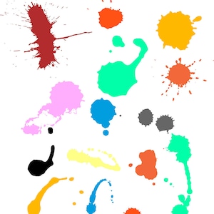 Set of  hand-painted drops and splashes - Vector design elements clip art. Svg, Ai, Eps, Dxf, Dwg, Cdr