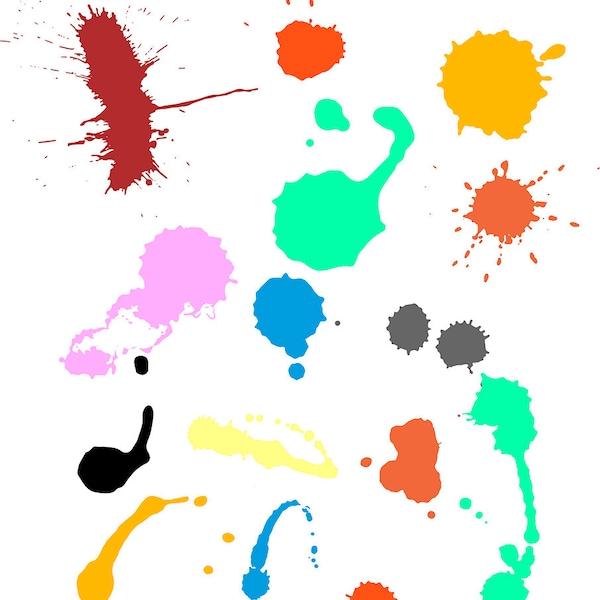 Set of  hand-painted drops and splashes - Vector design elements clip art. Svg, Ai, Eps, Dxf, Dwg, Cdr