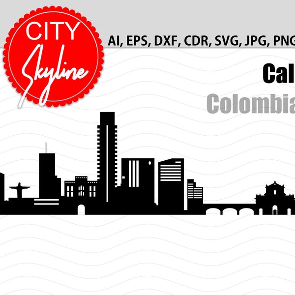 Cali, Colombia City Skyline Vector, Cali SVG, City Silhouette, Colombia city, Cricut or Silhouette, Cut File, Svg, Dxf, Eps, Ai, Cdr