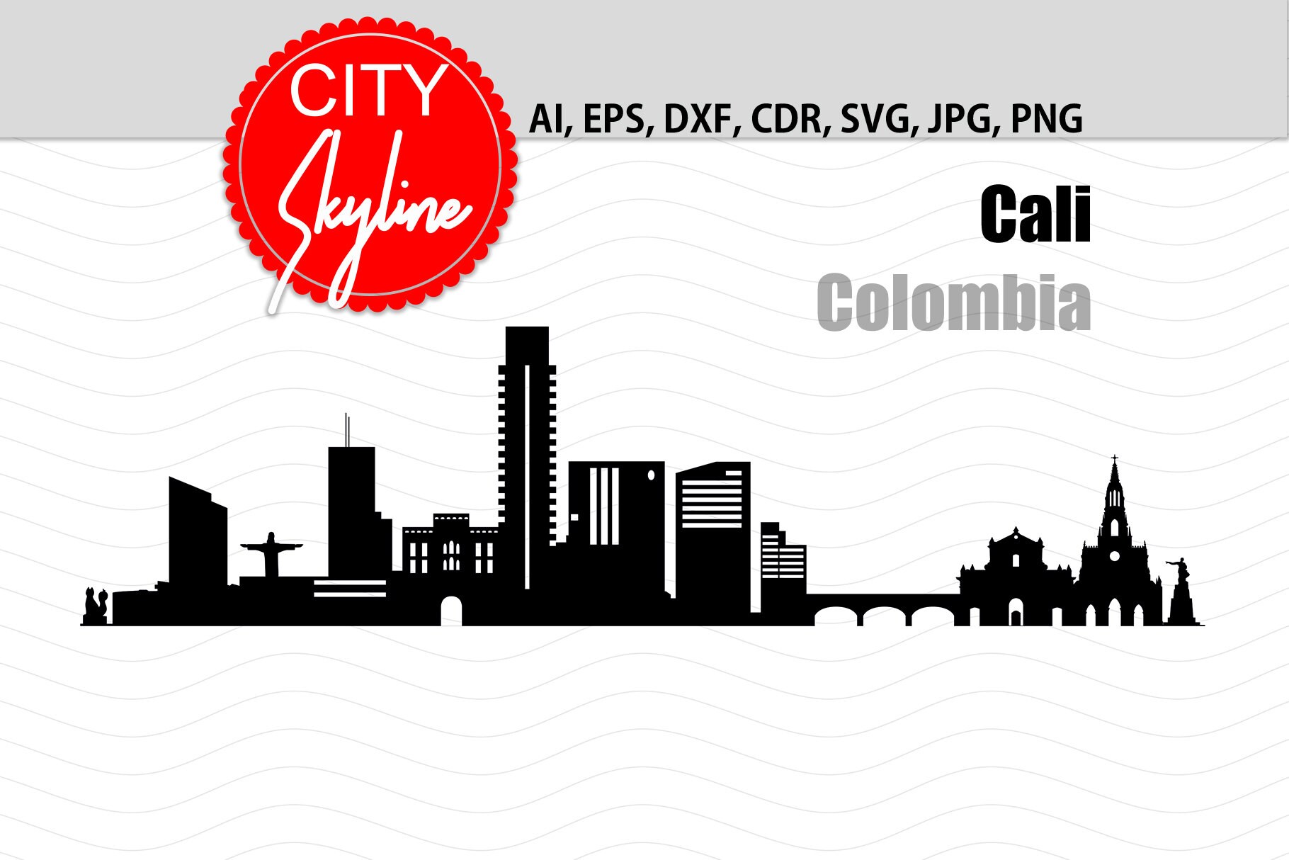 Cali Colombia City Skyline Vector Cali SVG City Silhouette | Etsy