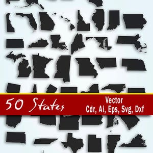 State svg, US state svg, United States Vector, USA States Svg, 50 states clip art, All Usa states, Ai, Svg, Cdr, Eps, Dxg. States map Bundle