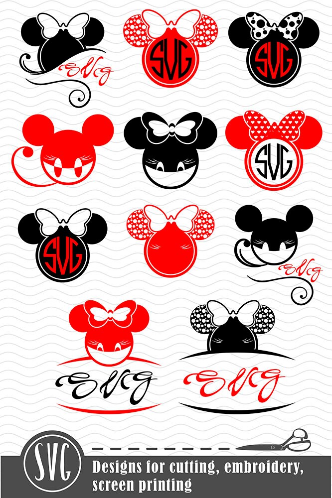 Download Minnie Mouse Monogram Svg Disney Cuttable Clip Art Frames | Etsy