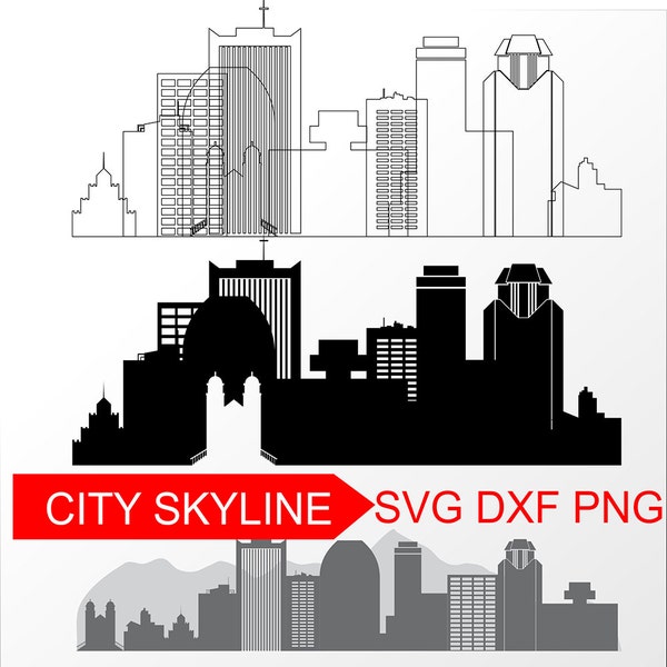 Phoenix, Arizona SVG, Phoenix Vector Skyline, Phoenix silhouette, Svg, Dxf, Eps, Ai, Cdr, Skyline Clipart, Phoenix, Arizona clip art