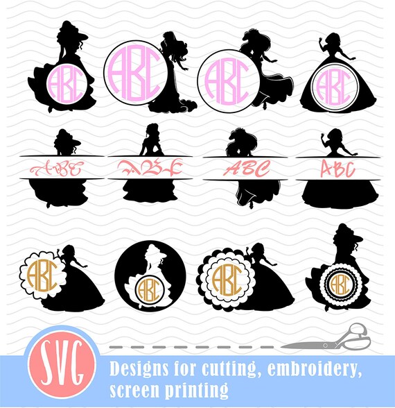 Download Princess monogram svg designs Princess Cut File Studio3 | Etsy