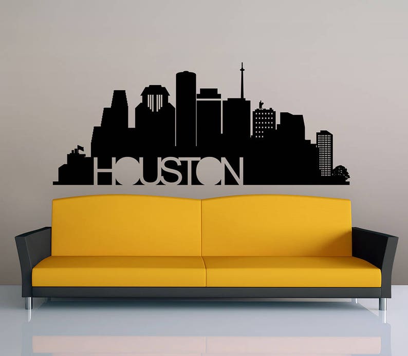 Houston Vinyl Wall Sticker Design Houston Skyline SVG Wall Etsy