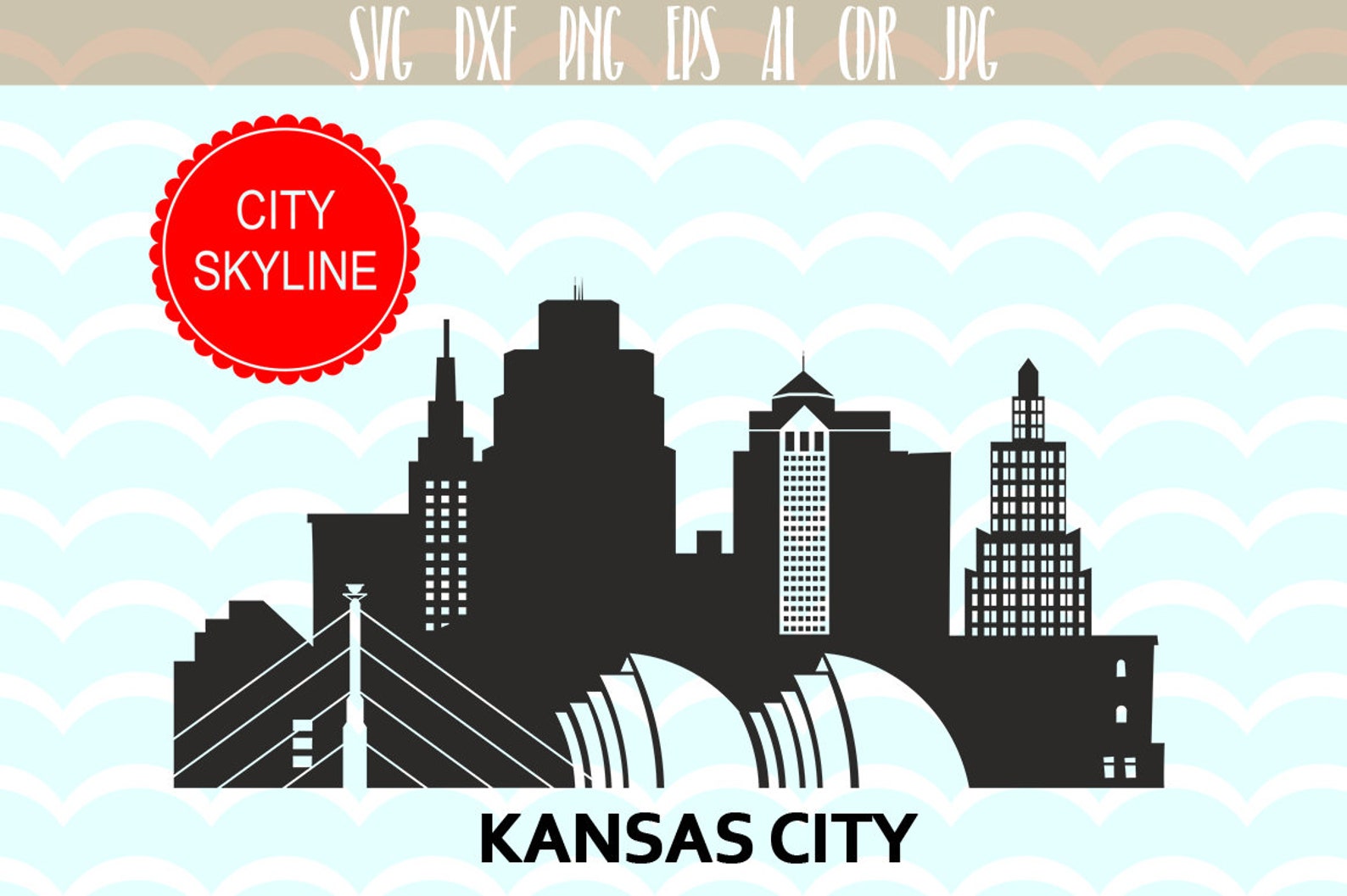 Kansas City SVG USA Vector Skyline Kansas City silhouette Etsy