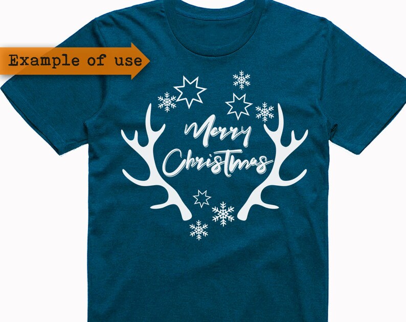 Download Merry Christmas with antlers SVG Christmas vector deer | Etsy
