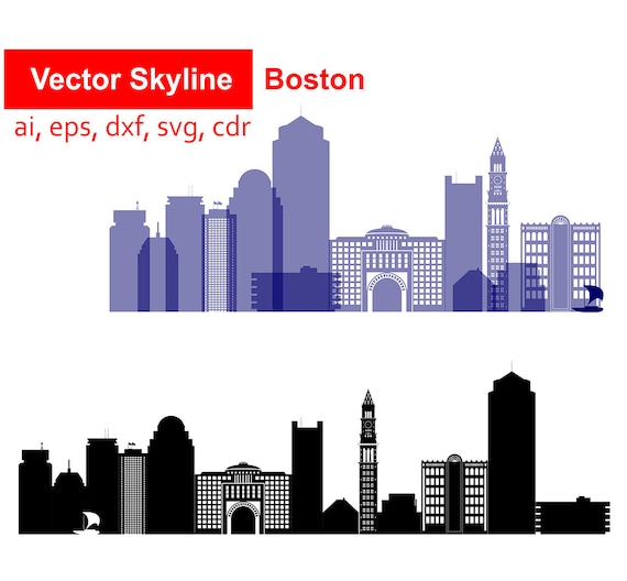 Boston City Svg Massachusetts Vector Skyline Boston Etsy