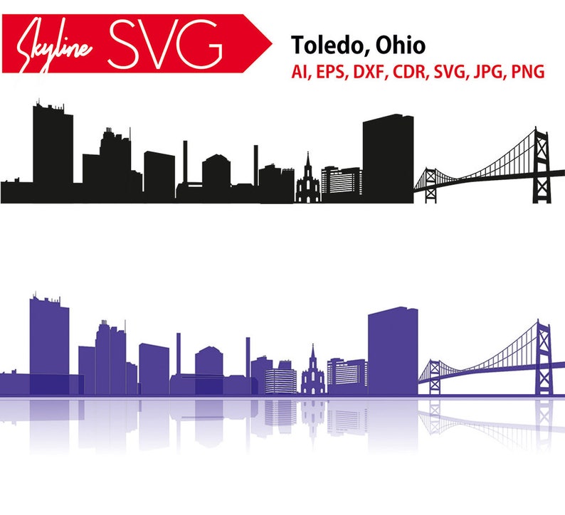 Download Toledo Skyline SVG Toledo Ohio Vector Toledo silhouette | Etsy