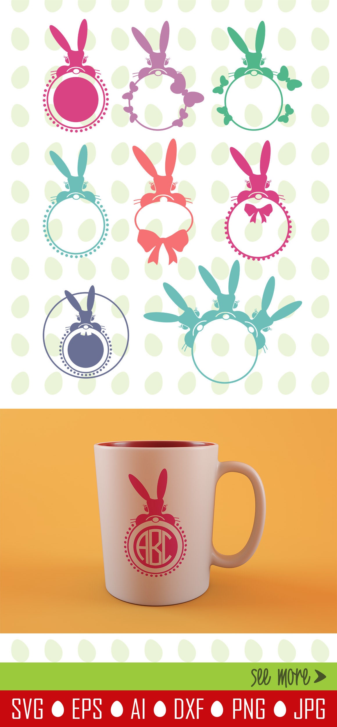 Easter Svg Bundle Svg Easter Monogram Frames Svg Easter - Etsy