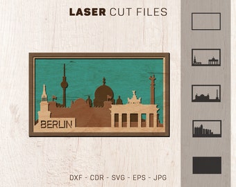 Berlin Skyline Laser Cut, Multi-layer SVG, Wall Decor, Laser Ready, Germany capital Décor, Digital Cut File, 3 Layered Design