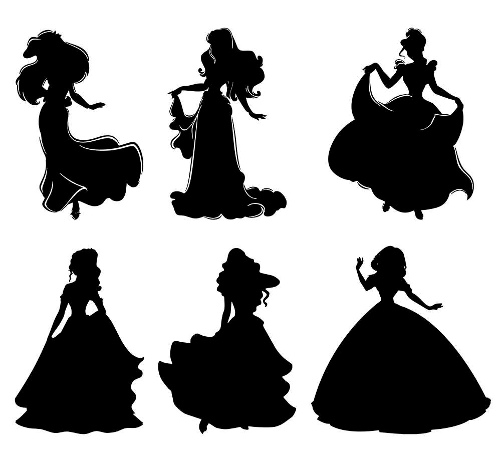 Princess svg silhouette Disney clip art. Vector princess. | Etsy