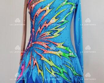Abito da pattinaggio artistico, costume da danza acrobatica, spettacolo di danza
