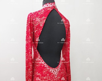 Red Fringe Figure Skate Dress: Open Back Tango, Show Dance