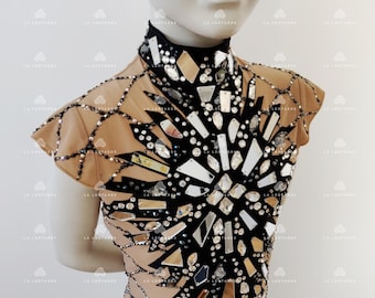 Mirror Figure Skating Dress: Rhinestone Show Dance Costume