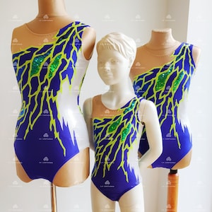Bleu Maillots de bain synchronisés Filles Femmes, Justaucorps RG