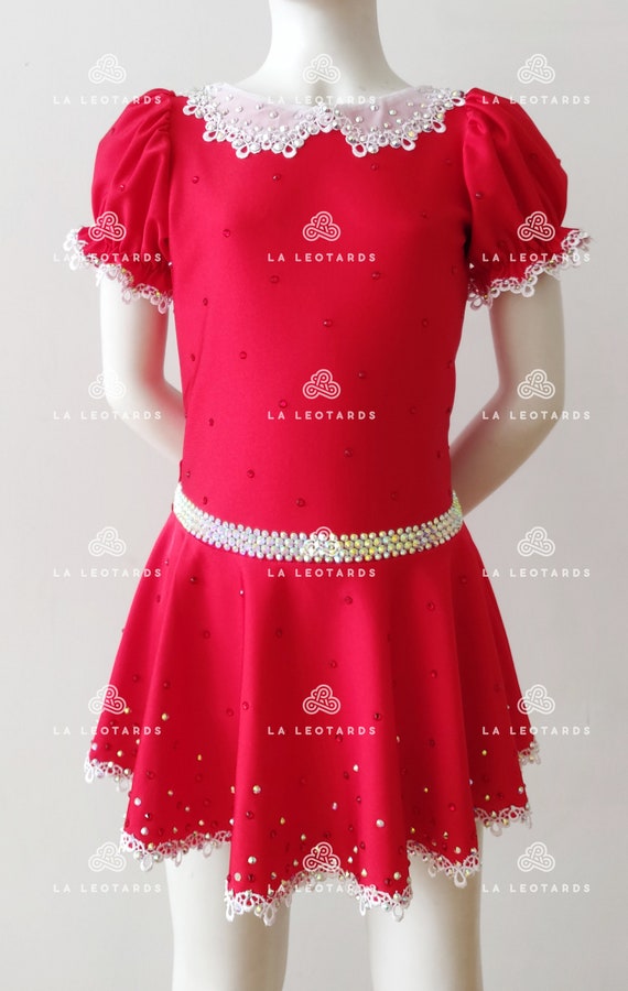 red and white figure skating dress SG.Moda Figure Skating Dress / Italian Fabric, Made in Europe Style: A16 / Red / Size: 2