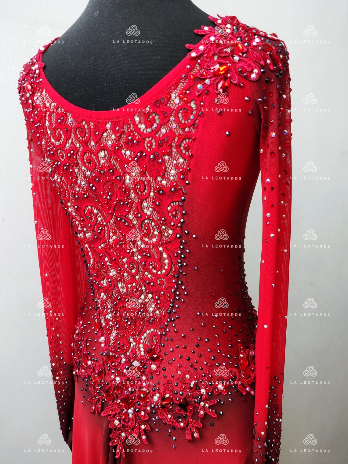 Red Tango Lace Back Figure Skate Dress Roller Skate Dress Etsy