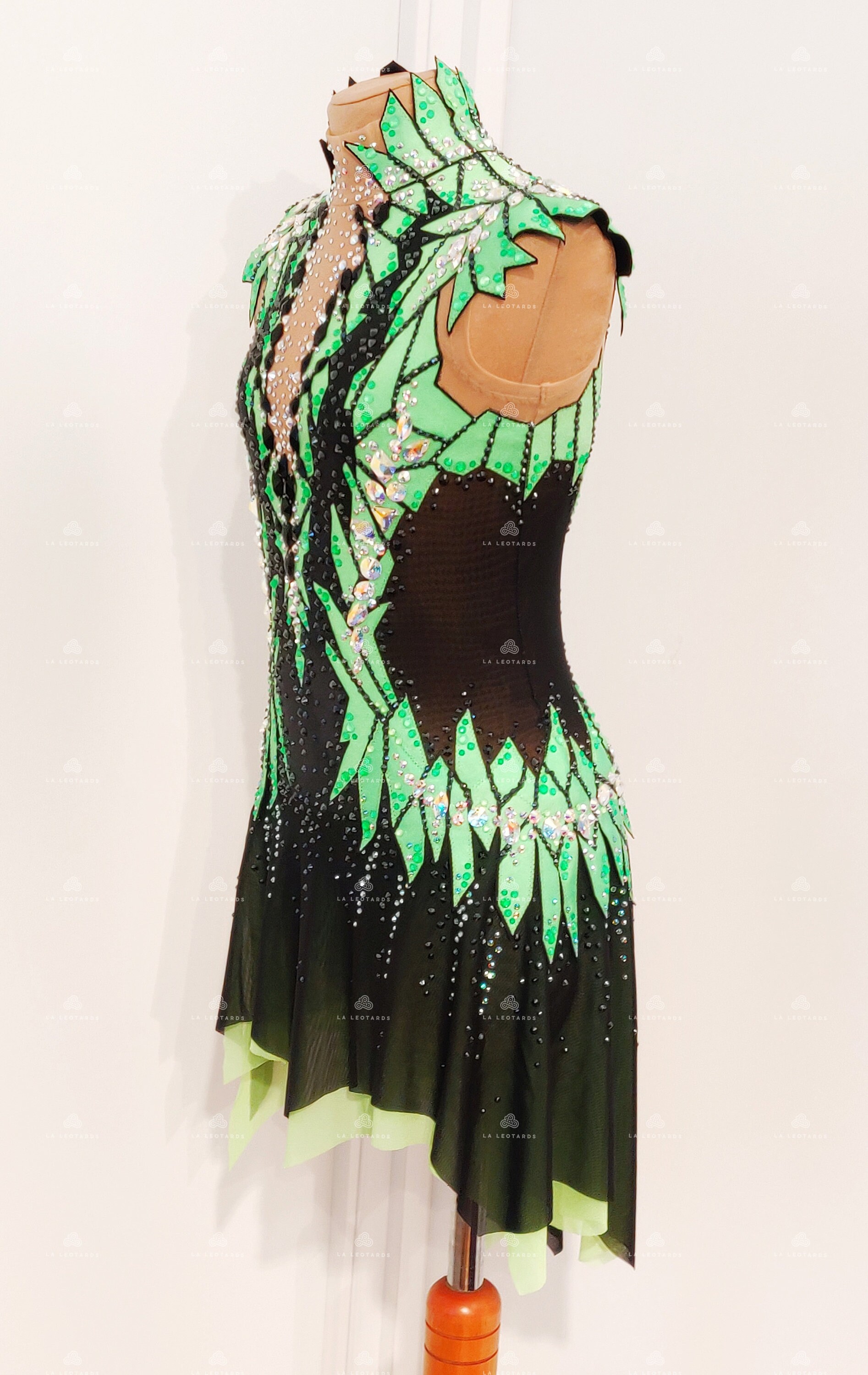 Black & Neon Green Figure Skating Dress: Rhinestone Show Dance Costume -  Etsy