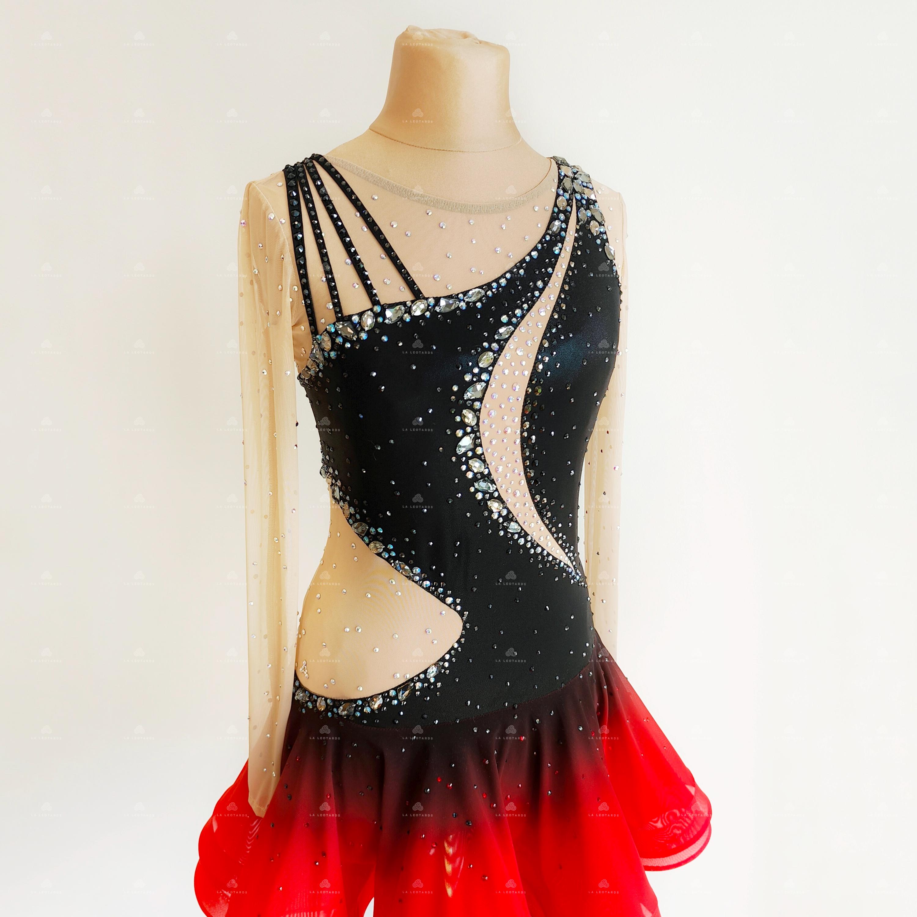 tuxedo skater dress tuxedo skating dress Lycra women spandex FC961 -SkatingDressStore.com