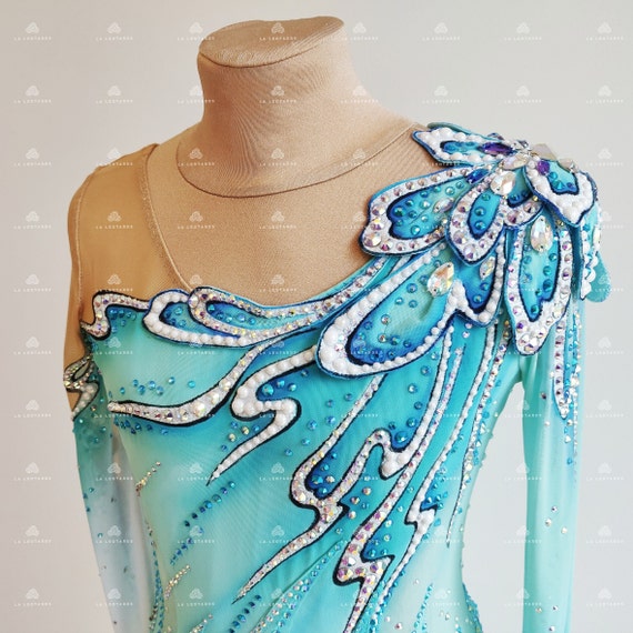 Acheter Robe de patinage artistique pour filles, concours de danse de Ballet, gymnastique, justaucorps en strass avec gants Acheter Robe de patinage artistique pour filles, concours de danse de Ballet, gymnastique, justaucorps en strass avec gants