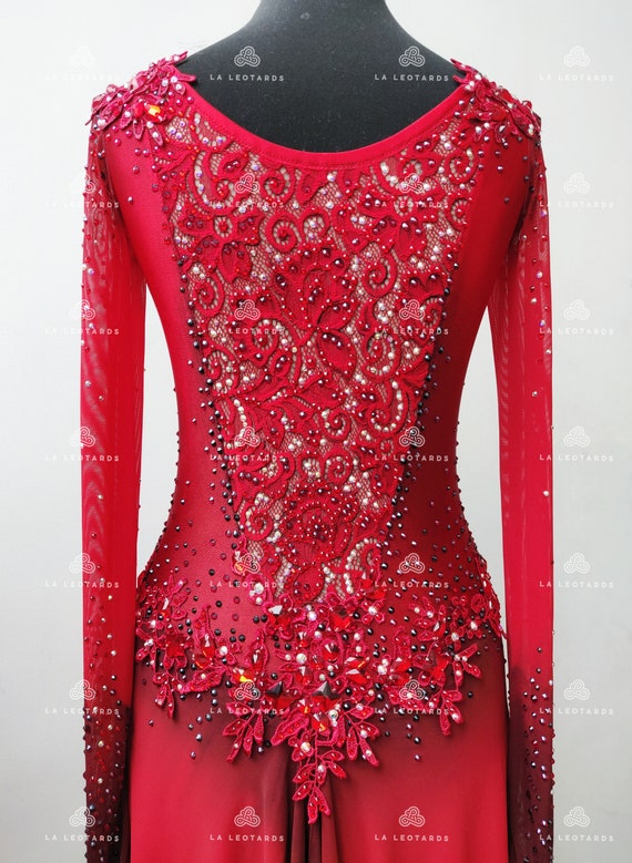 Robe De Patinage Artistique Rouge Filles Vêtements Danse Robe