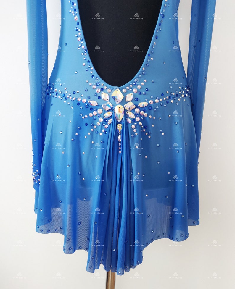 Elegant Light Blue Figure Skating Dress Roller Skate Dress Etsy